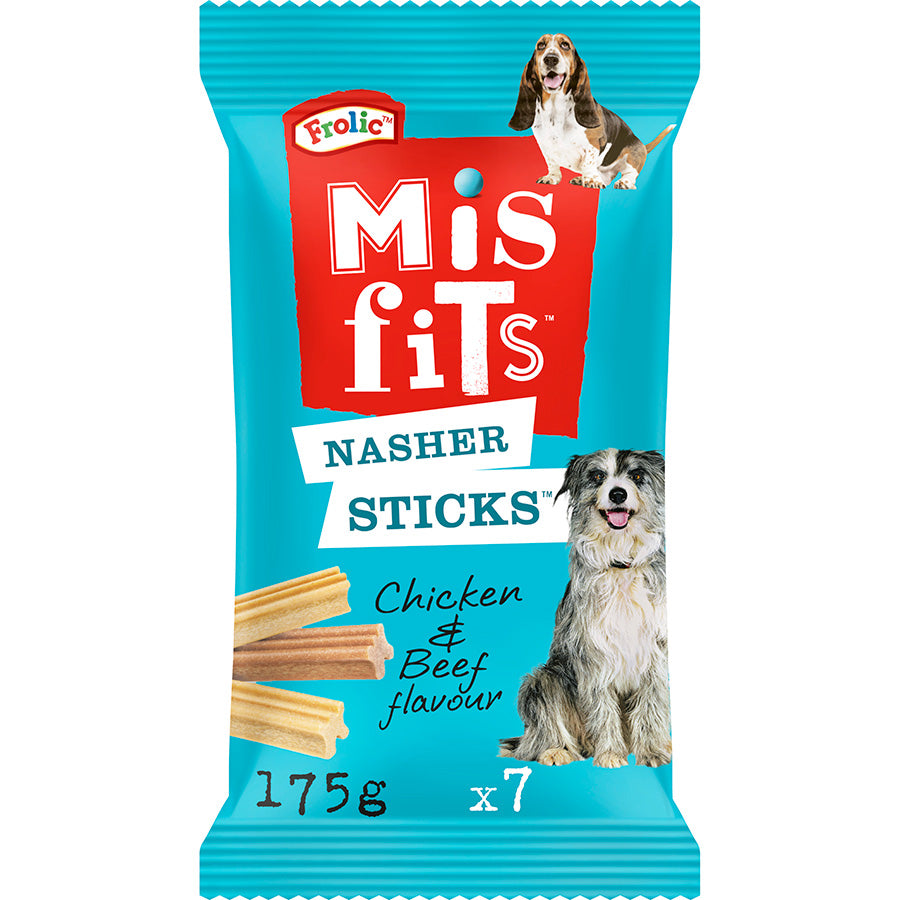 Misfits Nasher Sticks Medium Breed Adult Dog Treats With Chicken & Beef 175g